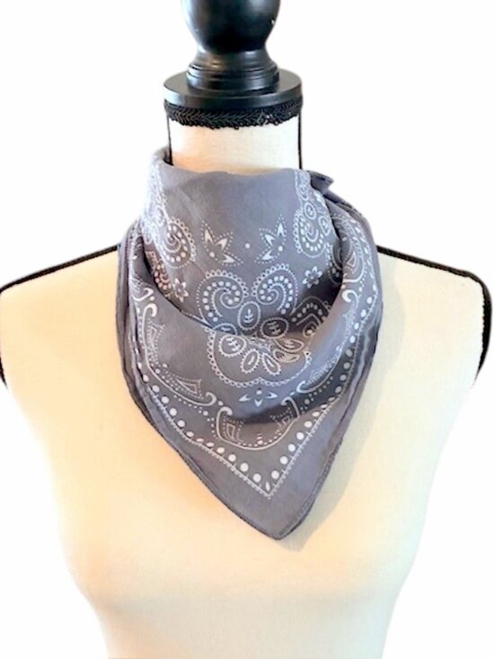 Accessories - Gray Bandanna Handkerchief Scarf